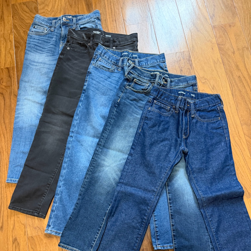 Lot 5 pairs kids boy 8 Denim Blue Washes Black skinny jeans old navy cat & Jack - Picture 4 of 4